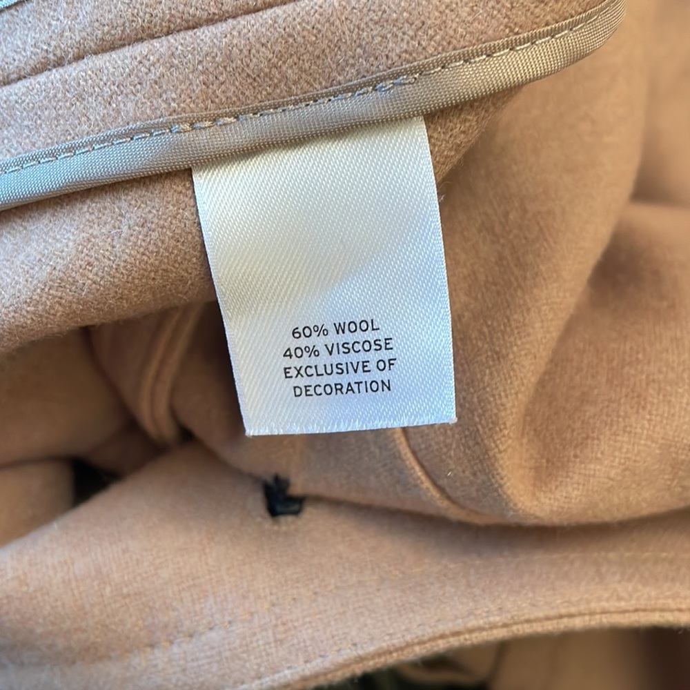 Halogen Wool Camel Colored Poncho With Black Pipi… - image 7